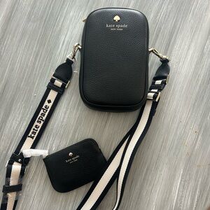 Kate Spade Black and White Crossbody Bag with Cardholder